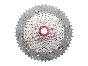 Kazeta 12-rýchlostná Sunrace CSMZ90 11-50T - strieborná s červeným pavúkom